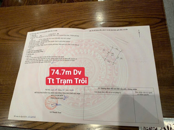 74.7m2 ĐẤT DỊCH VỤ TT TRẠM TRÔI HOÀI ĐỨC HÀ NỘI