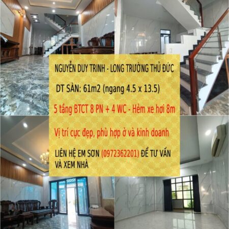 ????PHÙ HỢP Ở/ ĐẦU TƯ/KINH DOANH – NDTRINH Q9 ???? 5 TẦNG – 8PN – 61M2 – HXH 8m, GIÁ CHỈ 5.2T (TL)