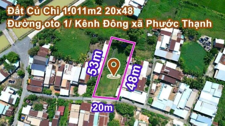 đất ngộp xã phước thạnh diện tích 1100m2 có 300m2 đất thổ , qh hiện hữu