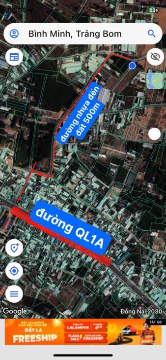 Bán 1000 m² xã Bình Minh gần ngay QL1A đường nhựa lớn dân cư đông đúc giá chỉ hơn 2 tỷ