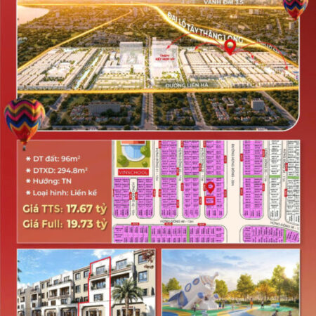 LIỀN KÊ SIÊU RẺ PHÂN KHU HỪNG ĐÔNG VINHOMES WONDER ĐAN PHƯỢNG