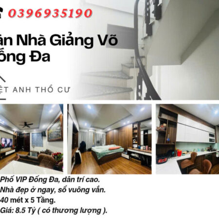 Bán nhà Phố Giảng Võ, Nhà Nội Thất Đẹp,Sổ Vuông Vắn, 40mx5T, Giá: 8.5 Tỷ, Lh: 0396935190.