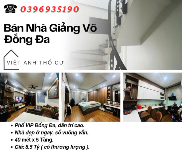 Bán nhà Phố Giảng Võ, Nhà Nội Thất Đẹp,Sổ Vuông Vắn, 40mx5T, Giá: 8.5 Tỷ, Lh: 0396935190.