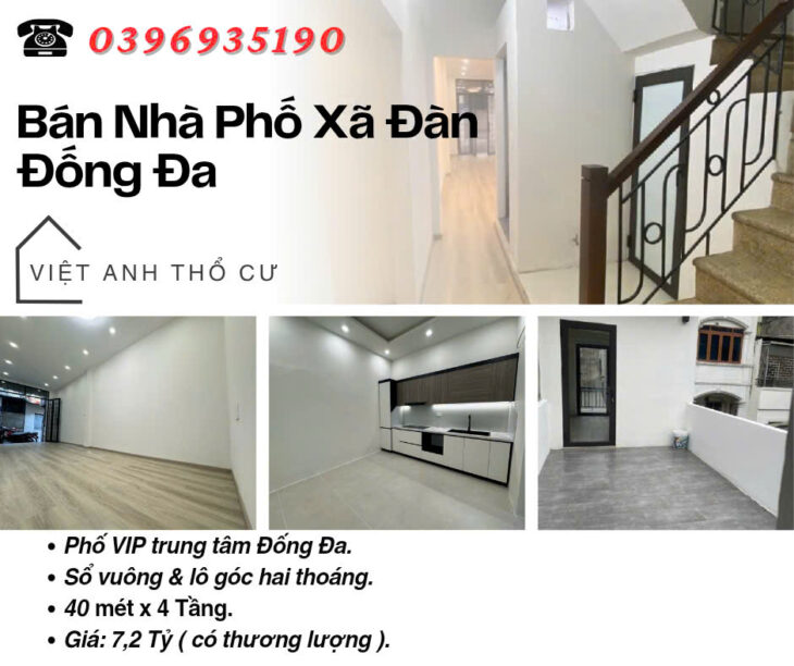 Bán nhà Xã Đàn_Lô Góc Hai Thoáng_Sổ Vuông Đẹp_40mx4T_Giá: 7.2 Tỷ_Lh: 0396935190.