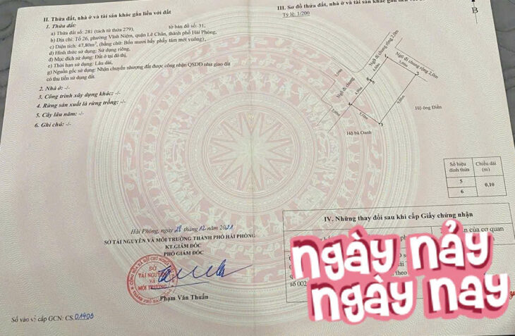 Nhà Thiên Lôi, 48m 3 tầng lô góc, ô.tô đỗ cạnh nhà, Giá 3.35 tỉ, gần Cấp 2 Vĩnh Niệm
