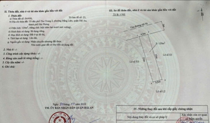 Đất phân lô 333 Văn Cao, 272m, Giá 47 tr/m cực kỳ hiếm