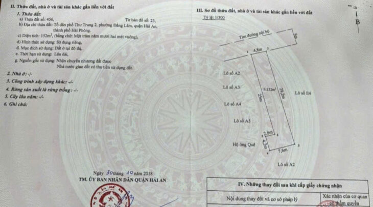 Đất phân lô 333 Văn Cao, 272m, Giá 47 tr/m cực kỳ hiếm