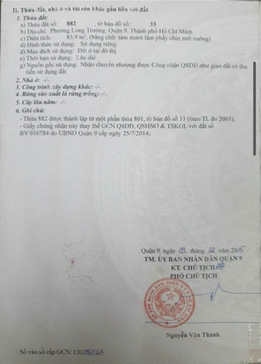 Bán Nhà Sổ Hồng Riêng DT 86m², – Long Trường, TP. Thủ Đức – Giá Tốt, LH ngay 0909185988