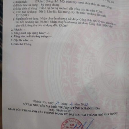 Bán đất hẻm Bắc Sơn, phường Vĩnh Hải Nha Trang,Diện tích: 179m² bán: 6,2 tỷ lh e Bích