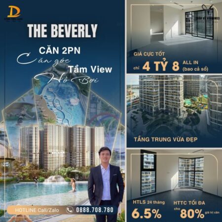 Bán gấp căn góc 2PN BE, view nội khu hồ bơi, tầng trung vừa đẹp, giá cực tốt chỉ 4tỷ8 bao cả sổ