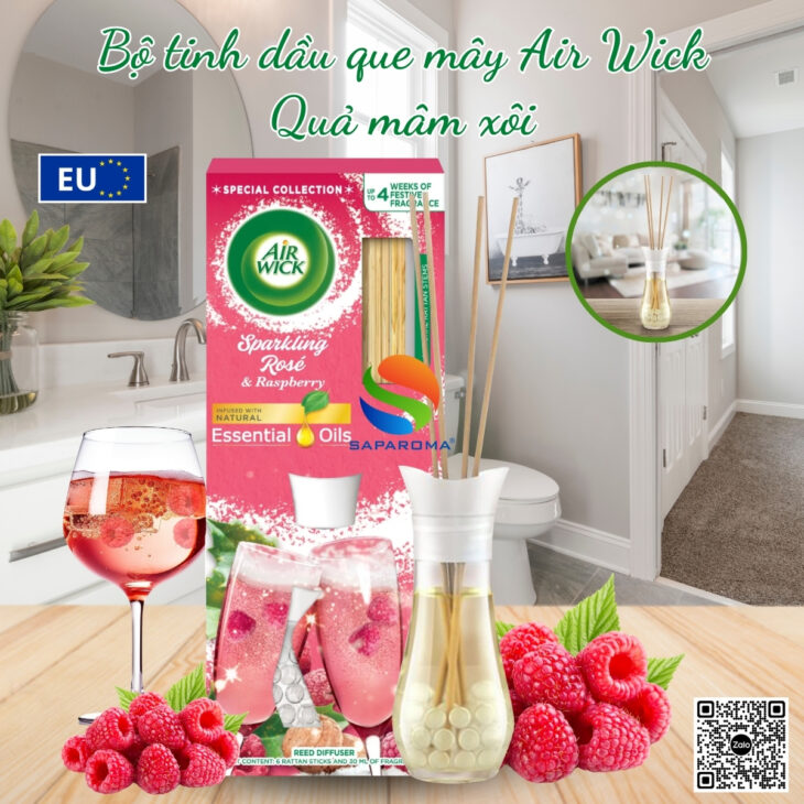Tinh dầu khuếch tán que mây Air Wick 25ml thơm phòng, thư giãn, nhập khẩu Châu Âu