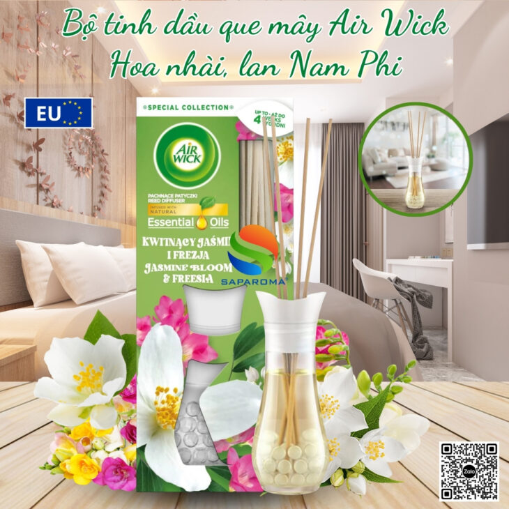 Tinh dầu khuếch tán que mây Air Wick 25ml thơm phòng, thư giãn, nhập khẩu Châu Âu