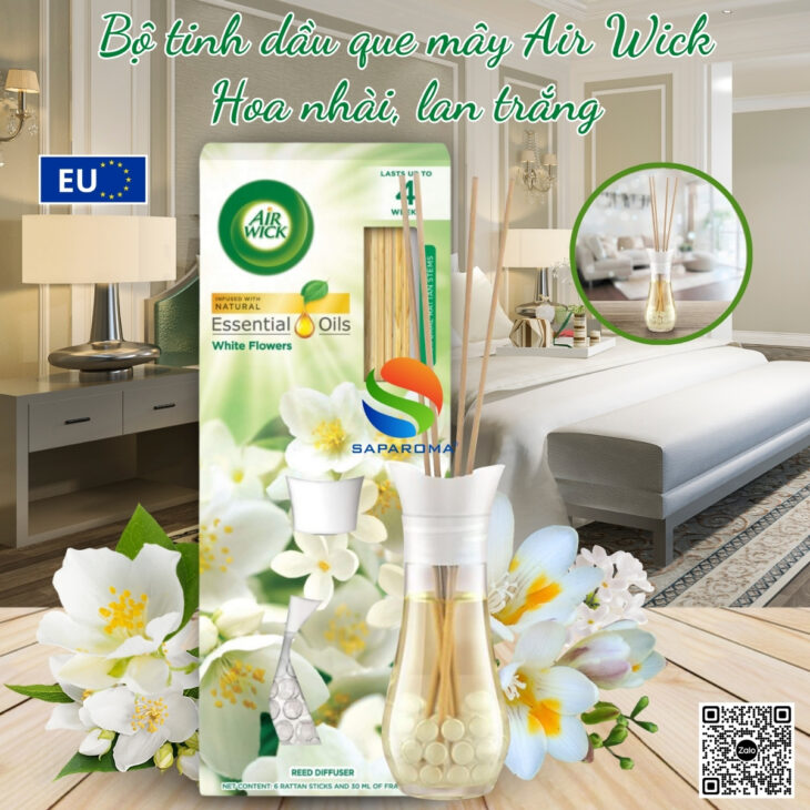 Tinh dầu khuếch tán que mây Air Wick 25ml thơm phòng, thư giãn, nhập khẩu Châu Âu