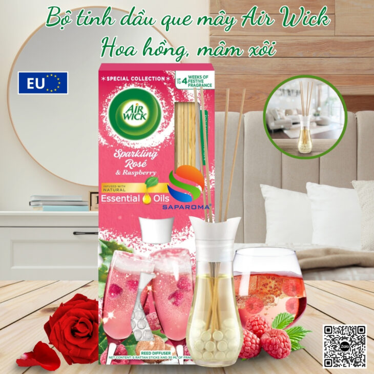 Tinh dầu khuếch tán que mây Air Wick 25ml thơm phòng, thư giãn, nhập khẩu Châu Âu