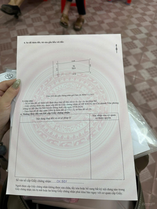 Bán đất Lương Nỗ Tiên Dương – 58.9m2 – Đường thông ô tô 7 chỗ