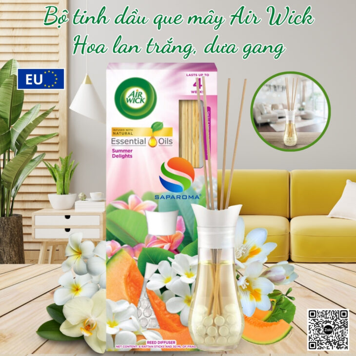 Tinh dầu khuếch tán que mây Air Wick 25ml thơm phòng, thư giãn, nhập khẩu Châu Âu
