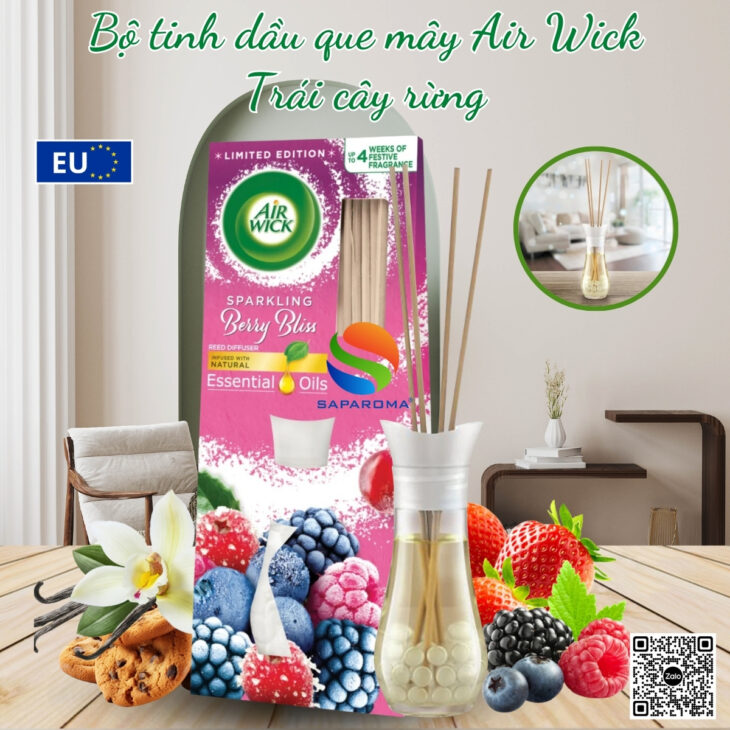 Tinh dầu khuếch tán que mây Air Wick 25ml thơm phòng, thư giãn, nhập khẩu Châu Âu