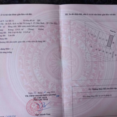 BÁN ĐẤT –KHU ĐÔ THỊ BÁI TỬ LONG 1, TP CẨM PHẢ, QUẢNG NINH -Mrs Thoan – 0917 874 368