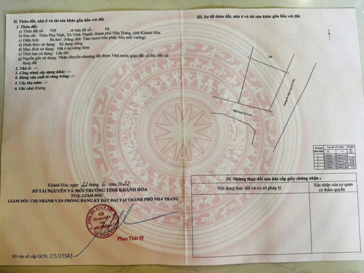 Bán lô góc tại xã Vĩnh Thạnh, Nha Trang . Giá : 2 tỷ 190 triệu