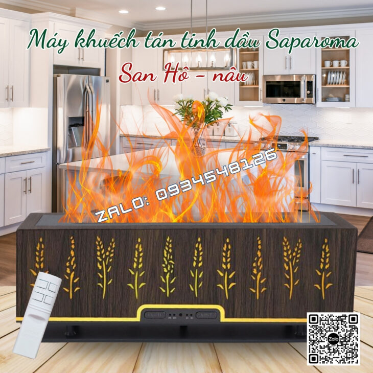 MÁY XÔNG TINH DẦU SAPAROMA, HIỆU ỨNG LỬA, THƠM PHÒNG, THƯ GIÃN, HỖ TRỢ KHỬ MÙI, XUA ĐUỔI MUỖI