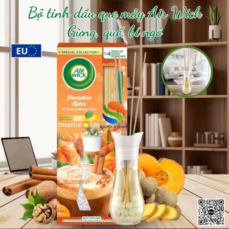 Tinh dầu khuếch tán que mây Air Wick 25ml thơm phòng, thư giãn, nhập khẩu Châu Âu