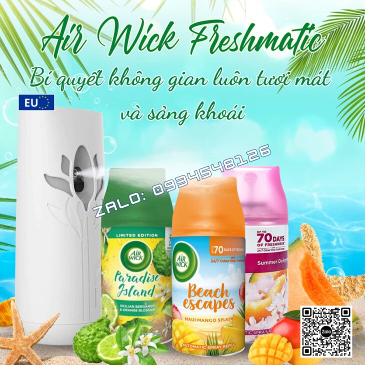 BÌNH XỊT TINH DẦU THƠM PHÒNG AIR WICK 250ml, TINH DẦU THIÊN NHIÊN, HỖ TRỢ KHỬ MÙI, NHẬP KHẨU CHÂU ÂU
