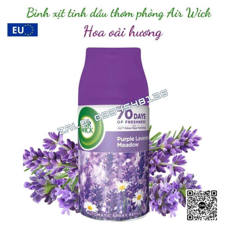 BÌNH XỊT TINH DẦU THƠM PHÒNG AIR WICK 250ml, TINH DẦU THIÊN NHIÊN, HỖ TRỢ KHỬ MÙI, NHẬP KHẨU CHÂU ÂU