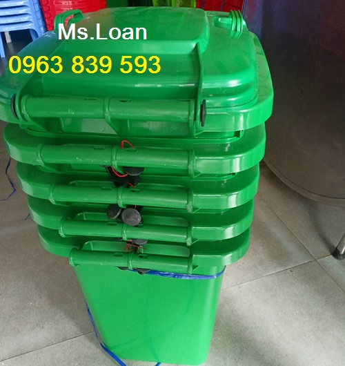 Thùng rác 60lit có bánh xe màu xanh lá, cam, vàng / lh 0963 839 593 Ms.Loan