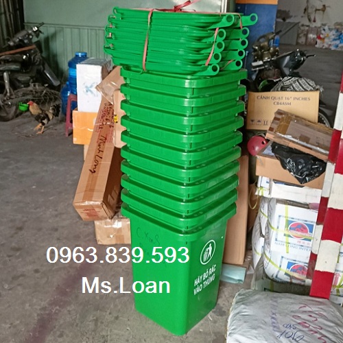 Thùng rác 60lit có bánh xe màu xanh lá, cam, vàng / lh 0963 839 593 Ms.Loan