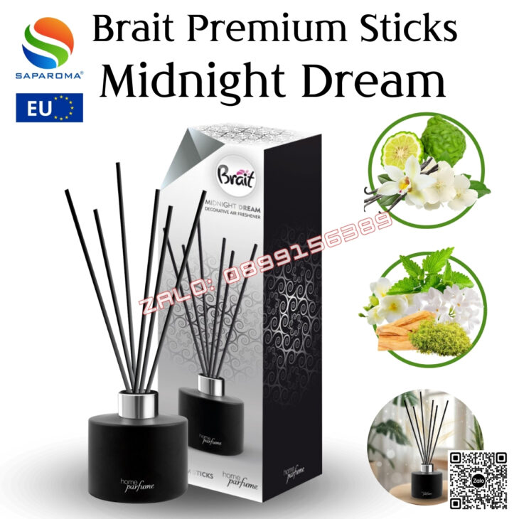 Tinh dầu khuếch tán que mây cao cấp BRAIT 100ml thơm phòng, sang trọng, nhập khẩu Châu Âu