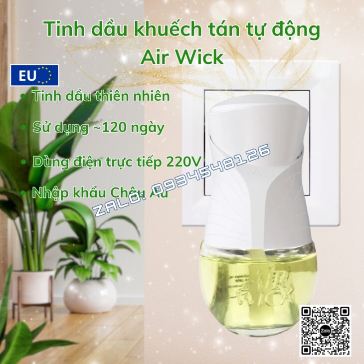 BỘ TINH DẦU KHUẾCH TÁN TỰ ĐỘNG AIR WICK 19ML CẮM ĐIỆN, THƠM PHÒNG, HỖ TRỢ KHỬ MÙI, NHẬP KHẨU CHÂU ÂU