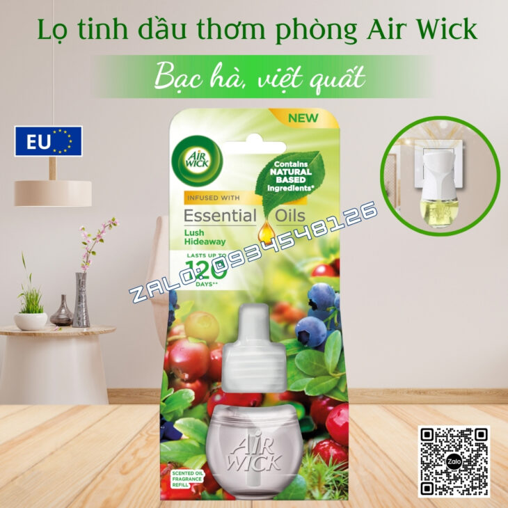 LỌ TINH DẦU THIÊN NHIÊN CAO CẤP AIR WICK 19ML, THƠM PHÒNG, HỖ TRỢ KHỬ MÙI, NHẬP KHẨU CHÍNH HÃNG