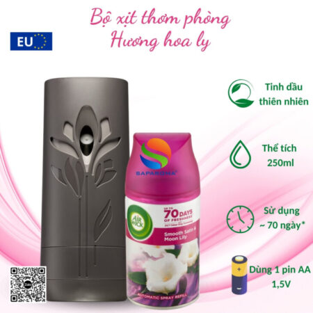 Bộ xịt tự động thơm phòng Air Wick 250ml – hỗ trợ khử mùi, thư giãn, chính hãng EU Bộ xịt tự động thơm phòng Air Wick 250ml – hỗ trợ khử mùi, thư giãn, chính hãng EU