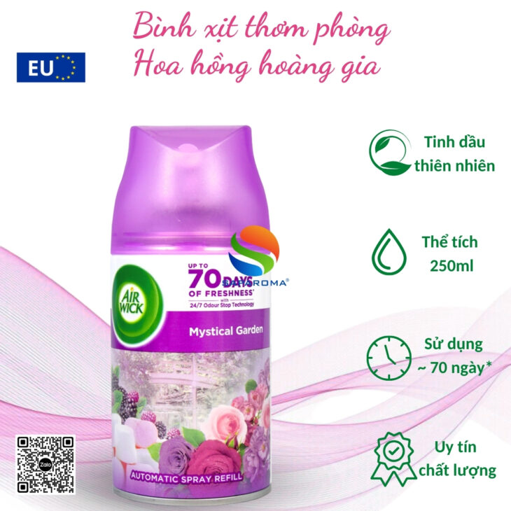 Bình xịt tinh dầu thơm phòng Air Wick 250ml – hỗ trợ khử mùi, thư giãn, nhập khẩu chính hãng EU