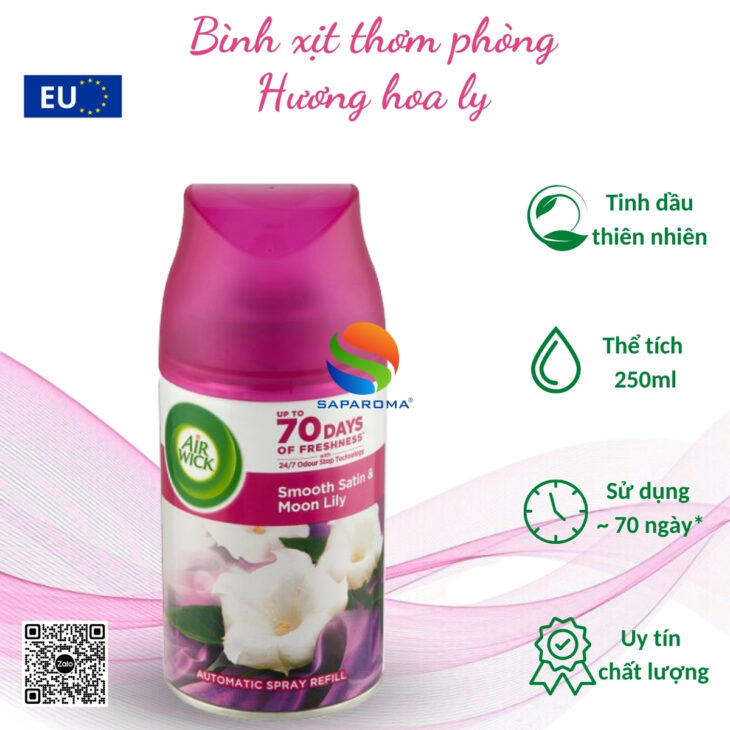 Bình xịt tinh dầu thơm phòng Air Wick 250ml – hỗ trợ khử mùi, thư giãn, nhập khẩu chính hãng EU