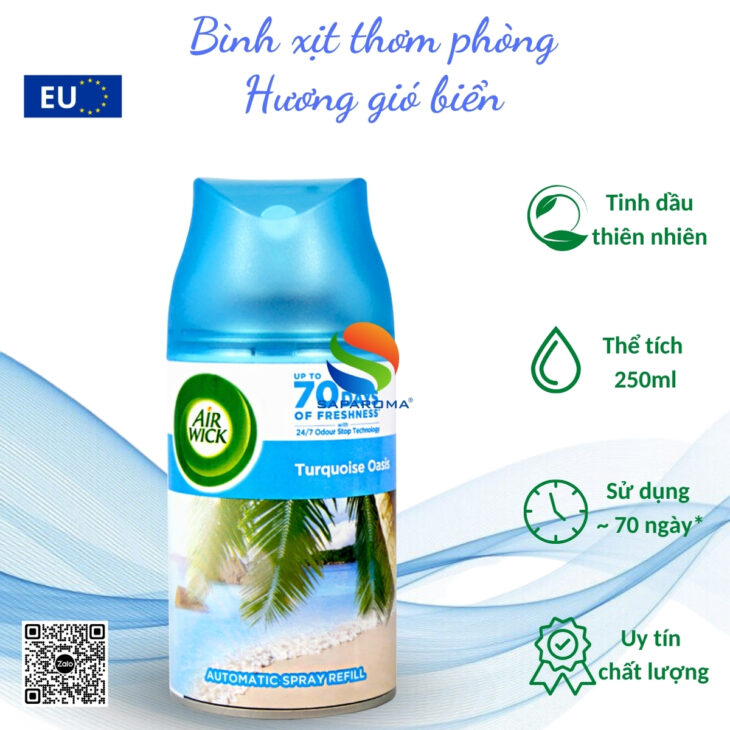 Bình xịt tinh dầu thơm phòng Air Wick 250ml – hỗ trợ khử mùi, thư giãn, nhập khẩu chính hãng EU