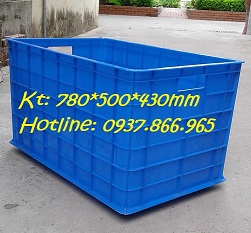 Rổ( sóng) nhựa 5 bánh xe, sọt kích thước 780*500*430mm, sọt nhưa trong xưởng may