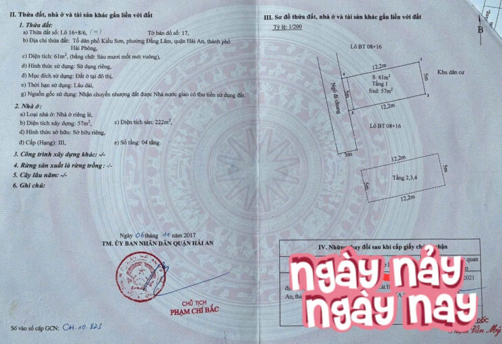 Bán nhà Tô Vũ – 193 Văn Cao, 61m 4 tầng, ngõ ô.tô, giá 4.35 tỉ