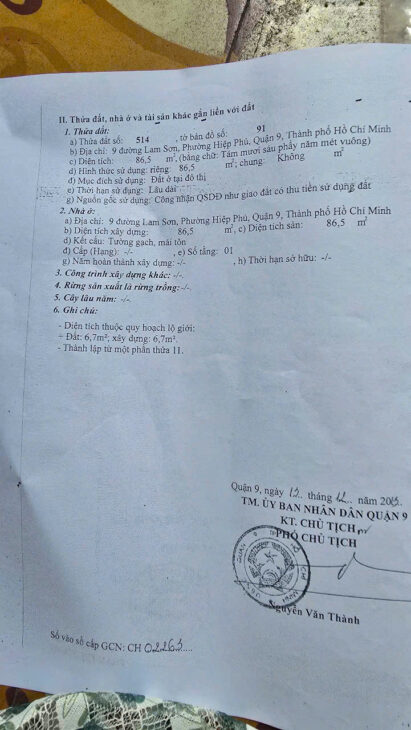 Căn nhà có vị trí cực Vip – số 9 đường Lam Sơn Khu Kiến Thiết- Hiệp Phú- Tp.Thủ Đức.