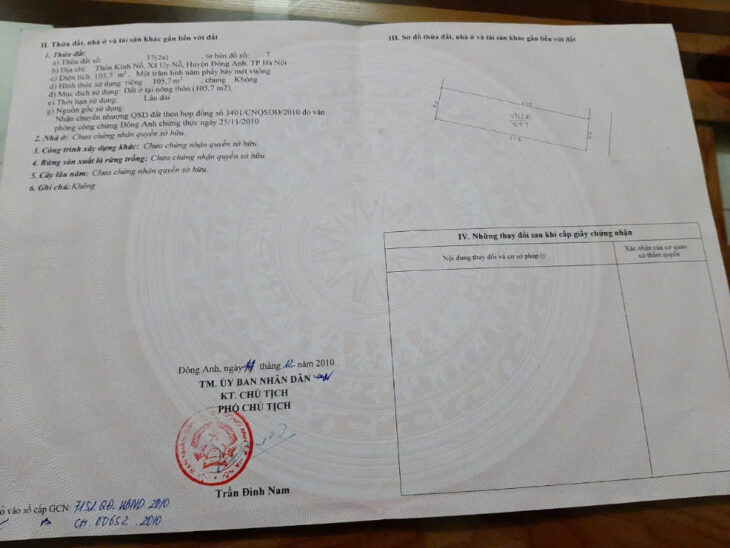 BÁN 105.7M2 ĐẤT KÍNH NỖ UY NỖ ĐÔNG ANH – THÔNG Ô TÔ 7 CHỖ – GIÁ CHỈ 6X