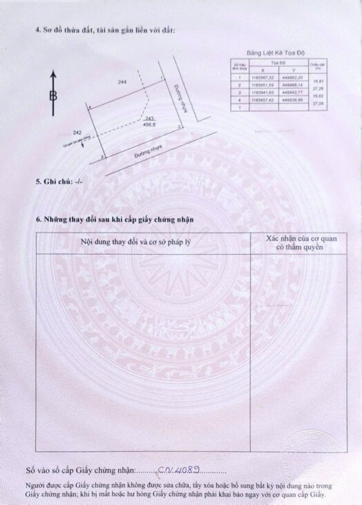 Lô góc ngã 4 tiềm năng 456m2 có 80 ONT, đường liên thông, dân cư hiện hữu giá tốt