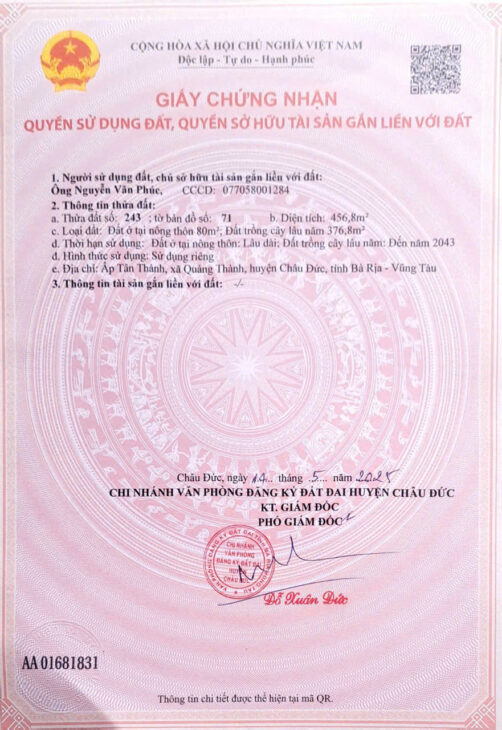 Lô góc ngã 4 tiềm năng 456m2 có 80 ONT, đường liên thông, dân cư hiện hữu giá tốt