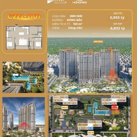 Bán căn 3PN +1 – 103m², tầng trung 11 hướng Đông Bắc toà C2Z1 dự án Masteri Trinity Square – Bán căn 3PN +1 – 103m², tầng trung 11 hướng Đông Bắc toà C2Z1 dự án Masteri Trinity Square –