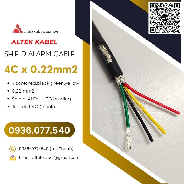Cáp tín hiệu chống nhiễu 4 x 0.22 mm2 Altek Kabel – Shield alarm cable, signal