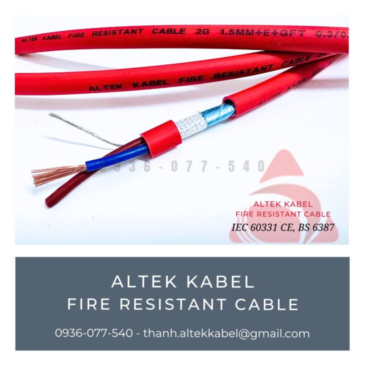 Cáp chống cháy Altek Kabel 2×1.5 mm2 – Đạt chuẩn IEC 60331, BS 6387