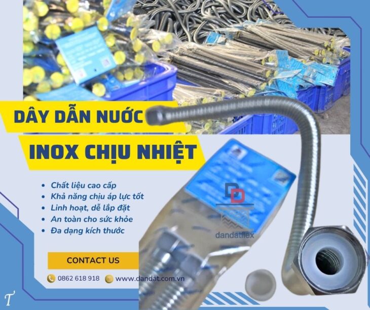 Ống cấp nước mềm inox,ống dẫn nước mềm chịu nhiệt, dây cấp nước bình nóng lạnh inox, dây dẫn nước