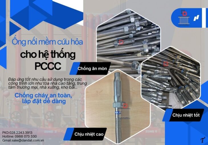 Ống chữa cháy – Flexible Sprinkler Hose, Ống mềm đầu phun sprinkler, ống inox dẫn nước chữa cháy