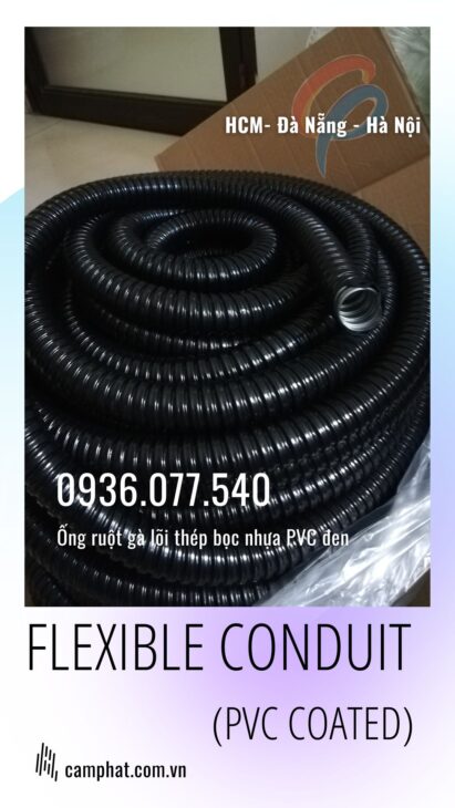 Ống ruột gà lõi thép bọc nhựa phi 1/2″ (ID16 – OD19), Flexible Conduit, ống luồn dây điện