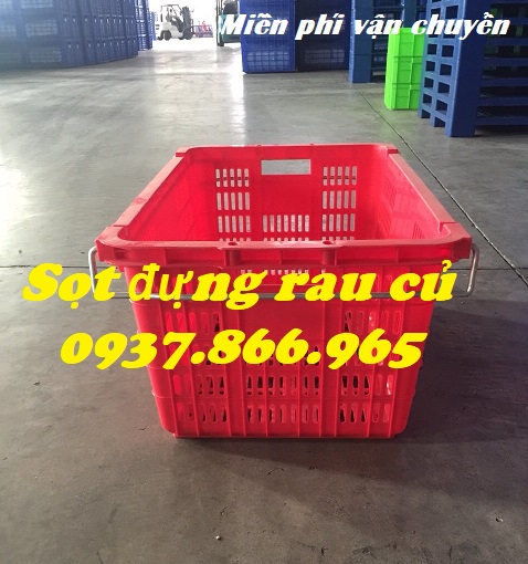 Sọt có quai sắt tiện lợi, sóng nhựa, sóng quai sắt, sọt có quai sắt 2 đẩu dùng bê hàn