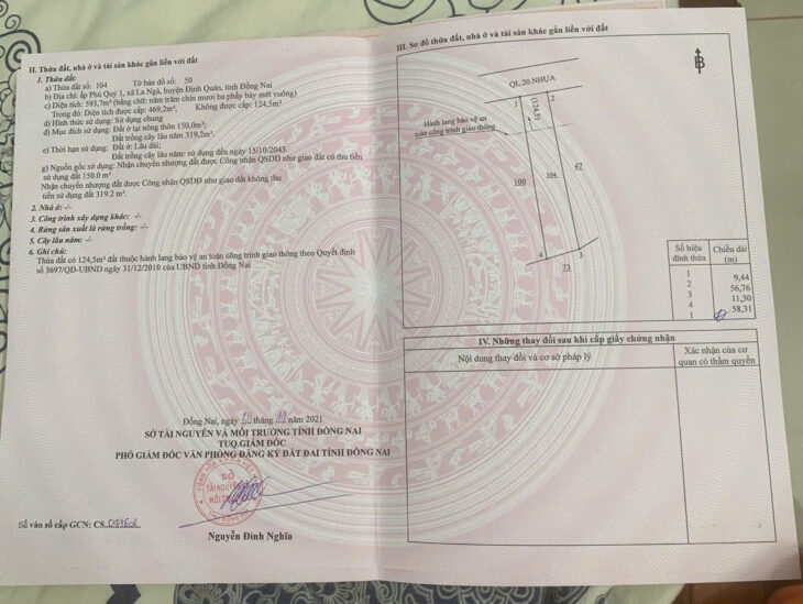 Chỉ 2,3 Tỷ sở hữu 594m2 có 150 ONT nở hậu, Mặt tiền Quốc Lộ 20 Định Quán